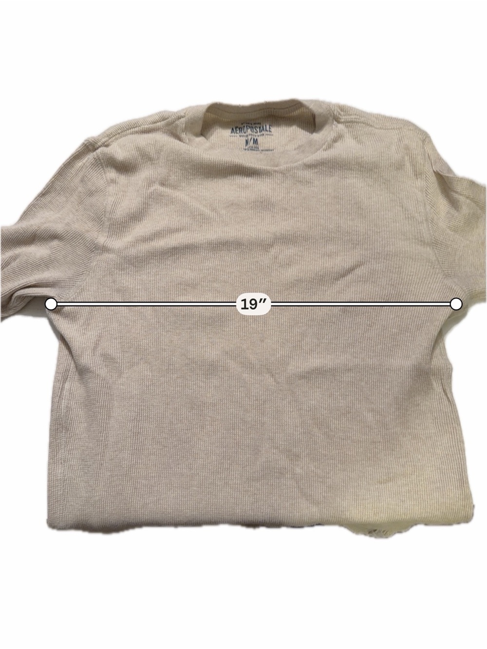 Aeropostale Mens M White Waffle Knit Long Sleeve Shirt Y2K Thermal Tee Top - Picture 8 of 9